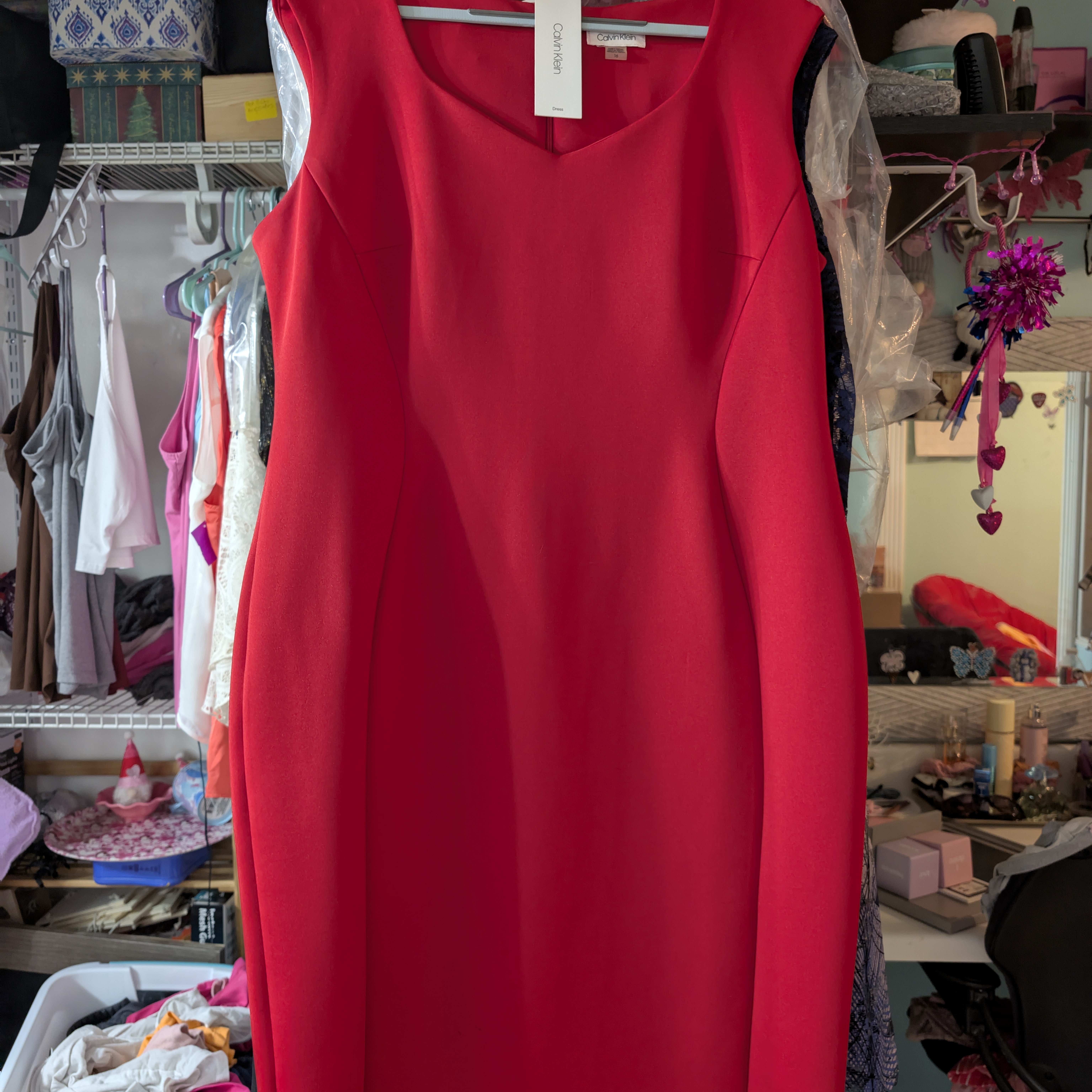 Calvin Klein Collection Red Midi Dress With Elegant Design